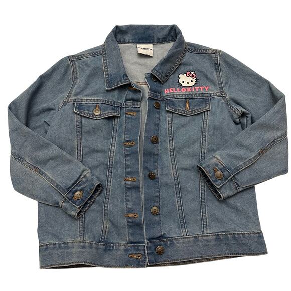 Hello Kitty Jean Jacket sz L (10-12) Denim Jacket - Picture 1 of 7